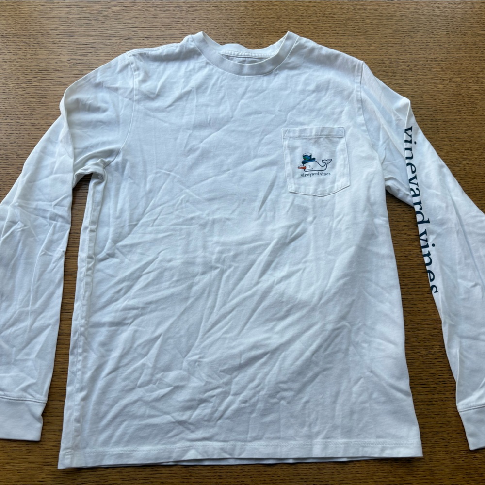 VINEYARD VINES White Winter Logo Long Sleeve Shirt